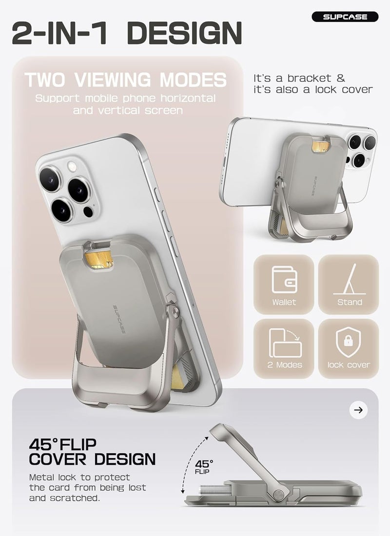 SupCase for MagSafe Wallet with Stand, Magnetic Wallet for Men Women, [Hold 6 Cards] [RFID Blocking] [Strong Magnetic Lock] Phone Stand Card Holder for iPhone 17/16/15/14/13/12 Series, Frost Gray - Image 5